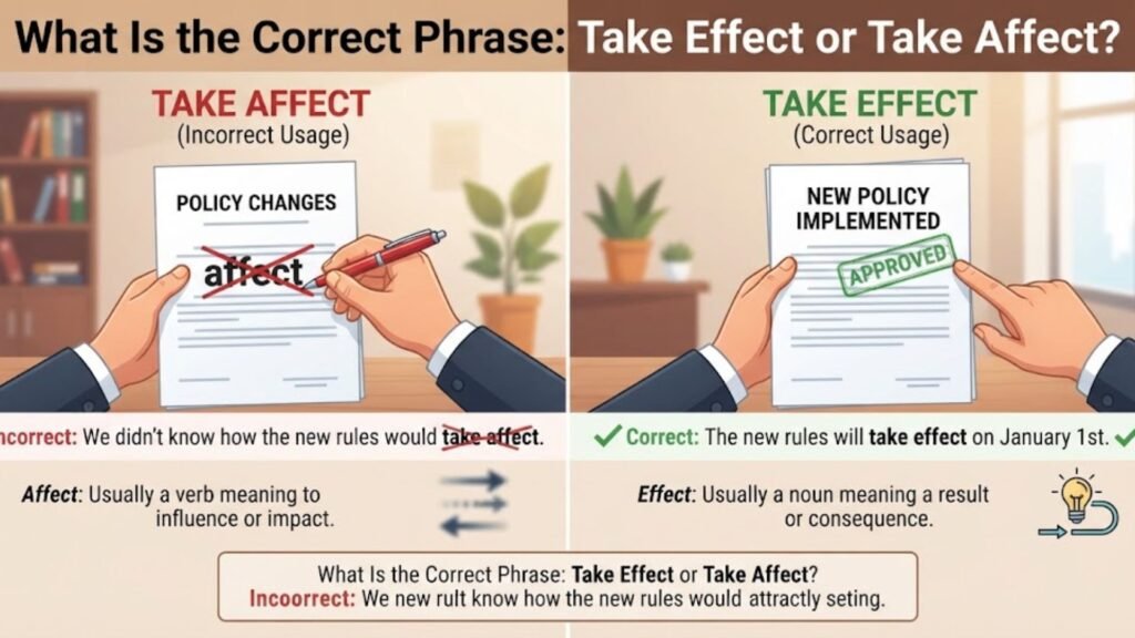 What Is the Correct Phrase: Take Effect or Take Affect?