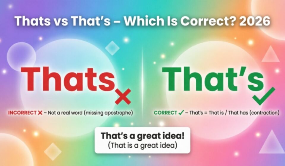 Thats vs That's – Which Is Correct? 2026